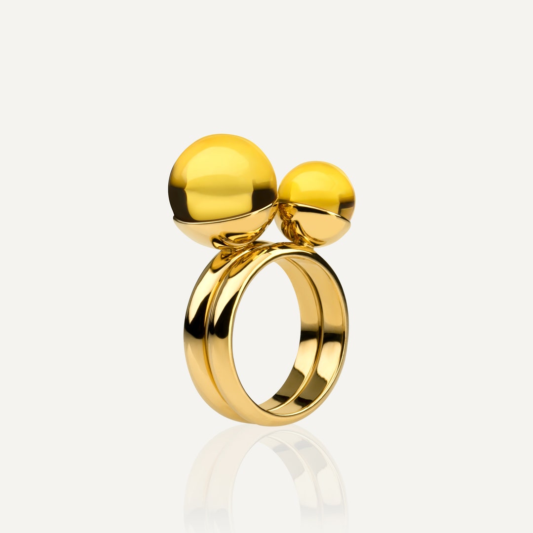 Amber Ring, Gold Vermeil Ring, 24k Gold Vermeil Honey Ring, Cognac Ring