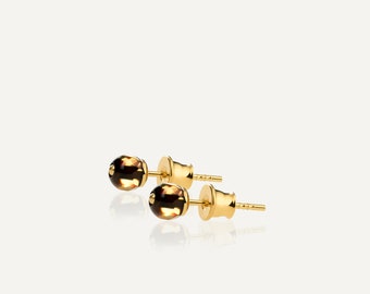 Luxury stud earrings, Natural amber studs, Amber in gold, Minimalist studs, Tiny amber ear stud, Tiny stone earrings, Amber in gold