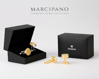 White Baltic Amber Cufflinks, 24k Gold Vermeil, Personalized Geometric Cufflinks