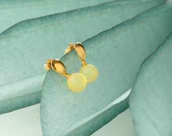 Yellow amber drop earrings GOLD LEMON