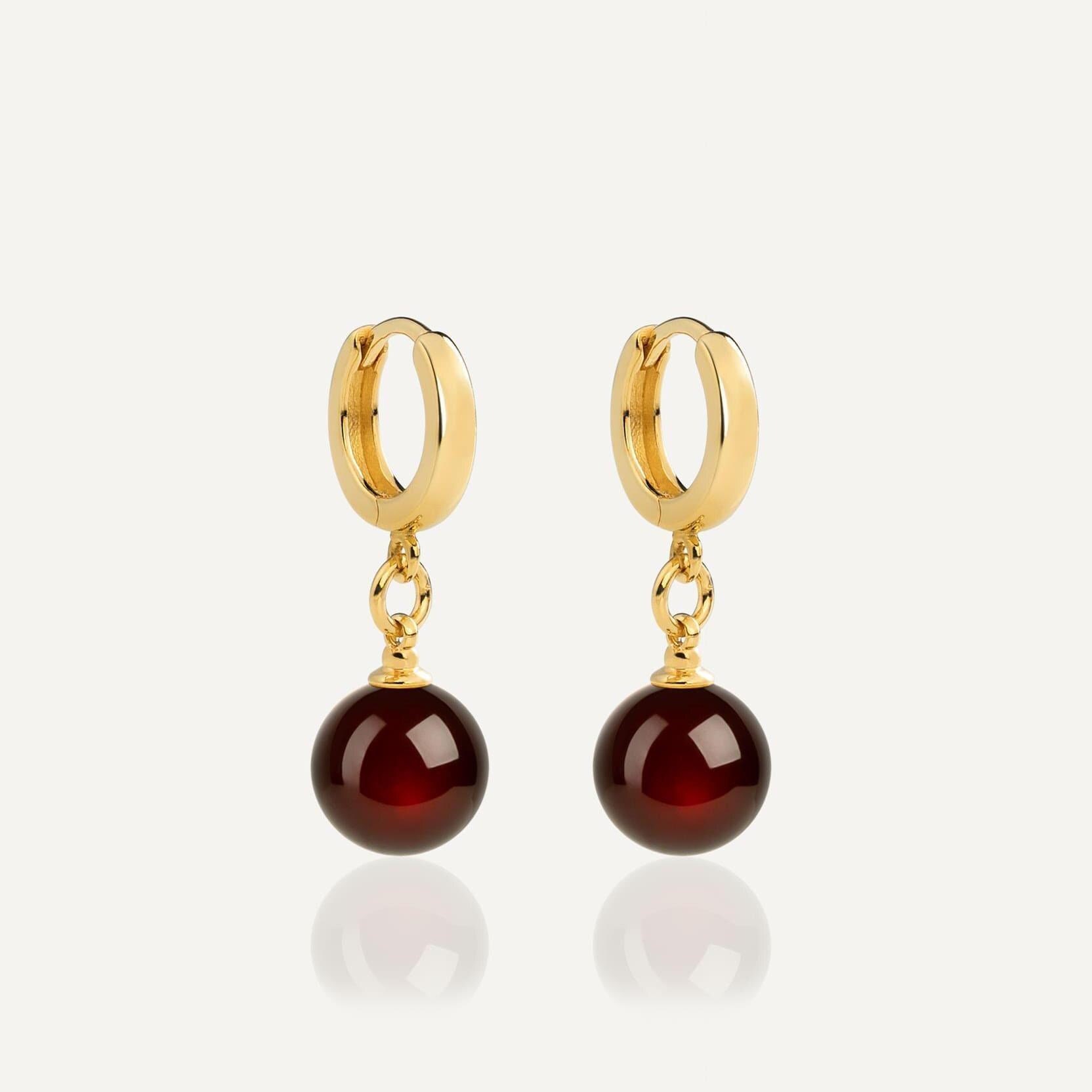 Cherry amber earrings GOLDEN CHERRY