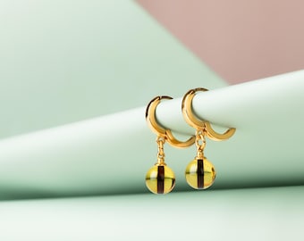 Gold-plated round drop earrings with transparent amber – TIGER