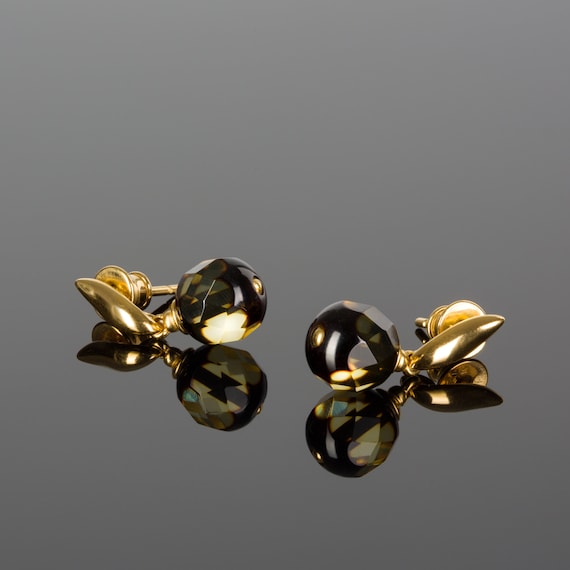 Baltic Amber Double Drop Dark Earrings Baltic Amber Double Drop Dark Earrings