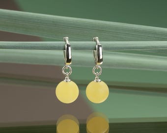 Yellow Matte Amber Earrings LEMON