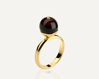 Cherry amber ring MERLOT