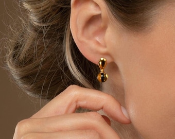 Luxurious Yellow Amber Earrings stud TIGER