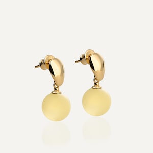 Yellow amber drop earrings, Real amber earrings, Baltic amber, Lemon amber, Amber gold earrings, Amber earrings, Yellow amber earrings image 1