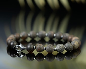 Dark Amber Bracelet for men, Raw amber beads bracelet, Amber Jewelry for men, Natural real Baltic amber bracelet, Amber gift for him