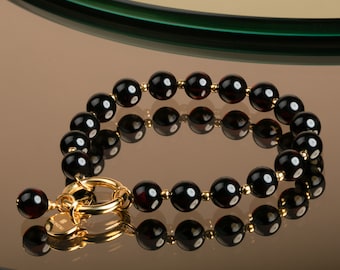Baltic Amber Bracelet – 8mm Dark Red Beads
