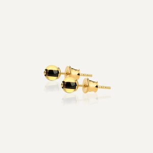 Honey Baltic Amber Stud Earrings: 24K Gold Vermeil, Minimalist Round Amber