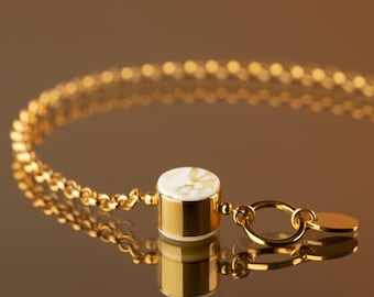 White Natural Baltic Amber Bracelet: 24k Gold Vermeil Sterling Silver