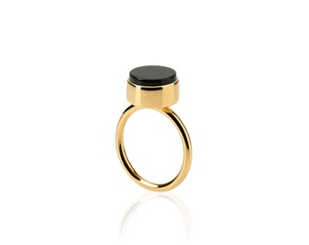 Gold vermeil ring with dark cherry stone CALICE