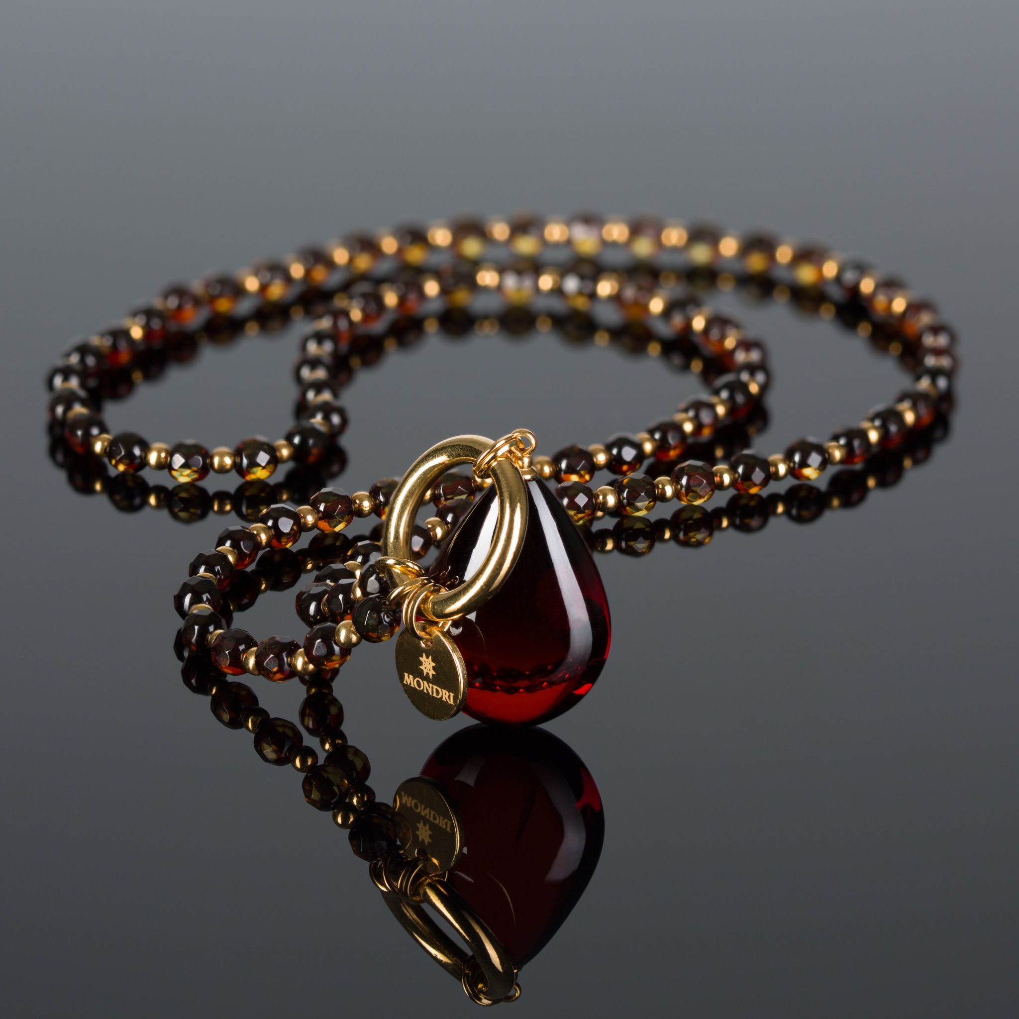 Amber necklace with unique pendant from cherry amber luxury Etsy