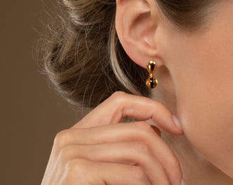 Luxurious Yellow Amber Earrings stud TIGER