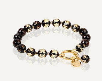 Faceted Green Brown Baltic Amber Bracelet BLISS