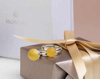 Amber rings duo with silver LEMON