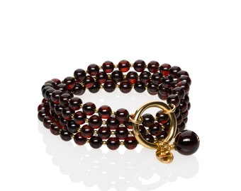 Red amber necklace CHERRY