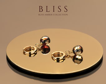 Faceted Baltic Amber Drop Earrings, 24K Gold Vermeil on Sterling Silver