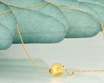 Minimalist Lemon Amber Necklace – 925 Sterling Silver or 24K Gold Vermeil