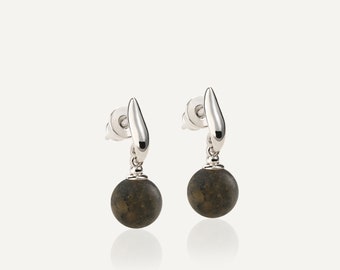 Amber drop earrings silver BLACK BERRIES