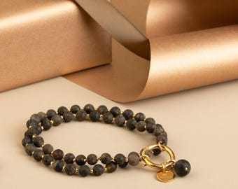 Raw Natural Baltic Amber double strand bracelet GOLDEN NERO