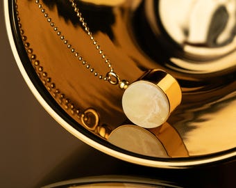 Amber pendant necklace with sterling silver chain, geometric modern necklace from natural Baltic amber, statement jewelry with white amber