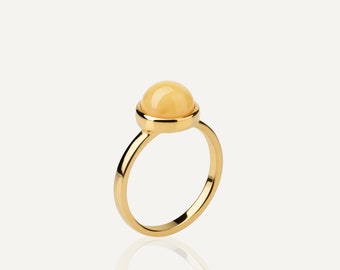 Yellow amber ring AUREA