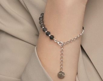 Adjustable black amber bracelet CHAIN NOIR