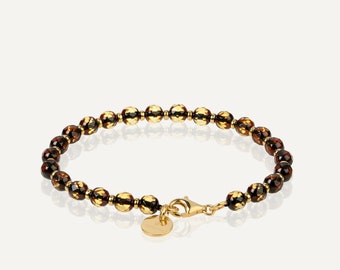 Faceted gemstone bracelet, Yellow - red gemstone, Baltic stone bracelet, 24k gold vermeil, natural Baltic stone bracelet, Bracelet women