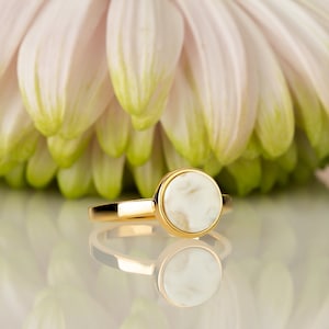 Gold Vermeil Baltic Stone Ring: Minimalist Geometric OOAK Design