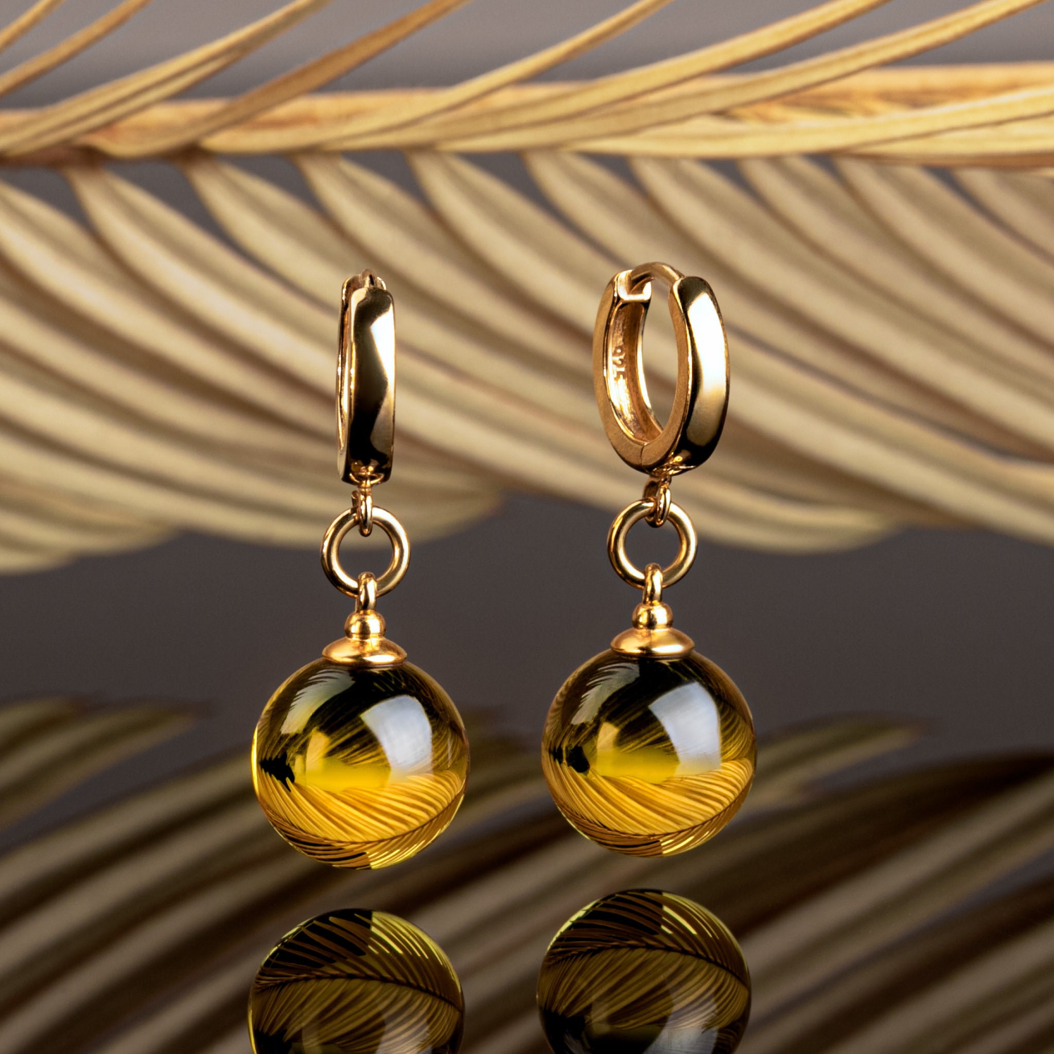 Handmade amber earrings LUNAR