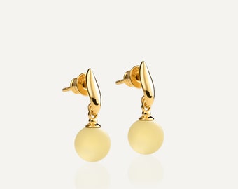 Amber Drop Earrings LEMON BERRIES with 24K gold vermeil
