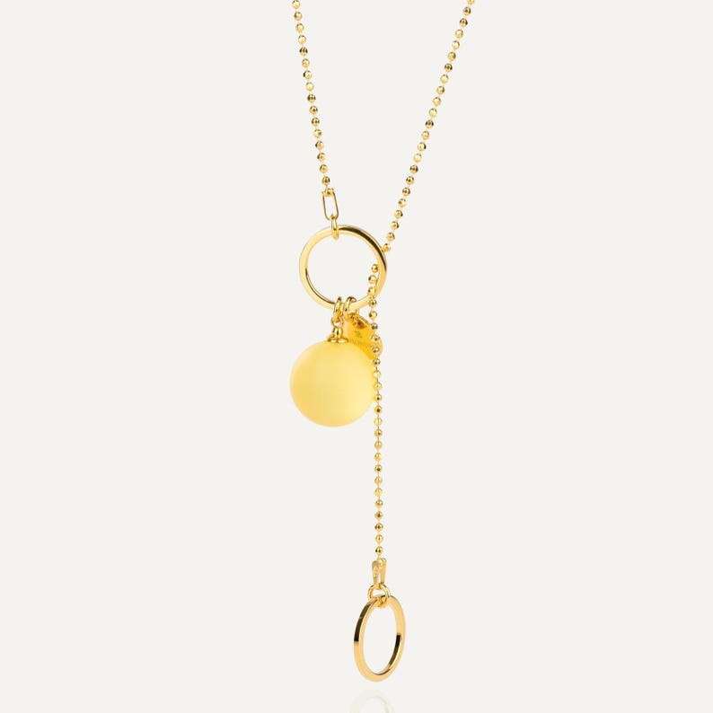 Large yellow lemon amber pendant with 24k gold vermeil bead chain