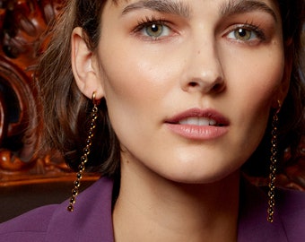 Long Baltic Amber Drop Earrings: 24k Gold Vermeil