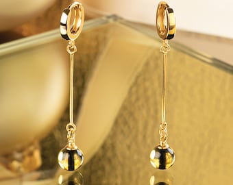 Amber Earrings Gold, Extra Long Earrings, Amber Drop Earrings, Unique Gifts, Stylish Earrings Lightweight Statement Earrings Ladies Earrings