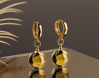 Handmade amber earrings LUNAR