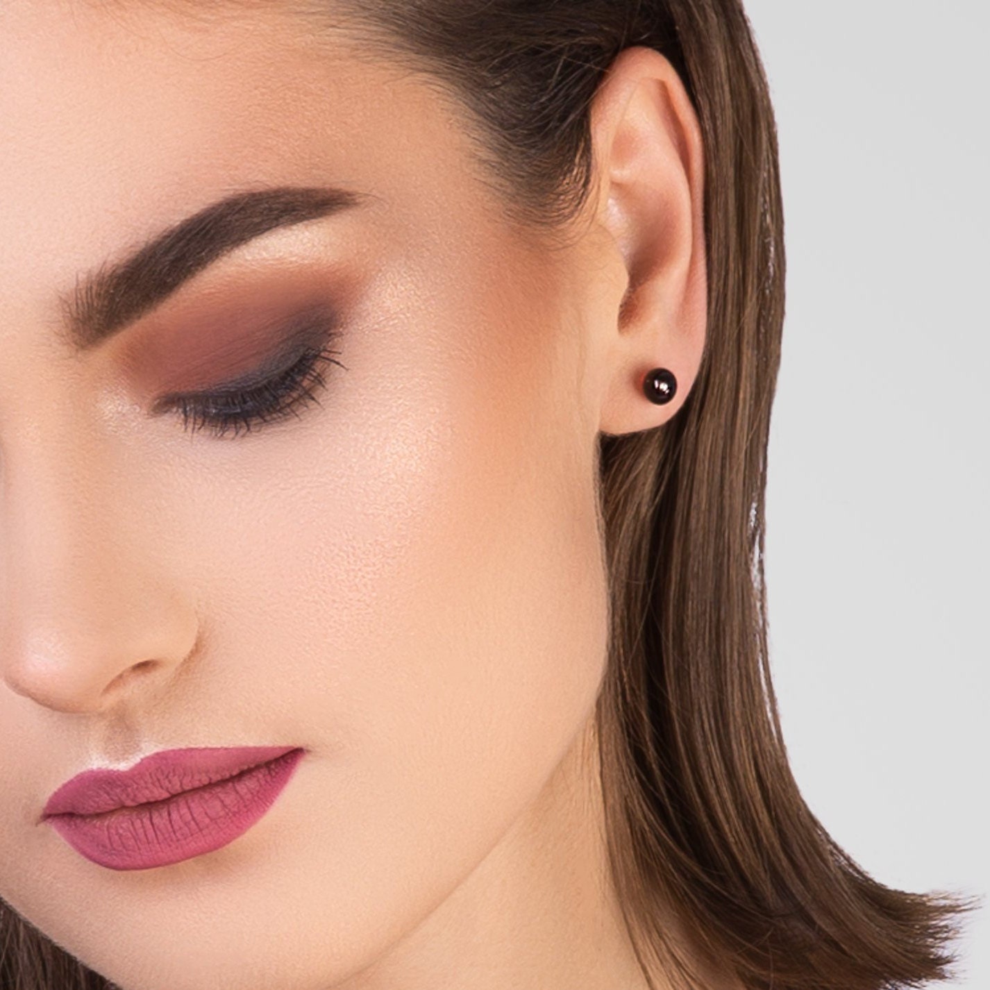 Red amber stud earrings made of silver Tiny stud earrings with