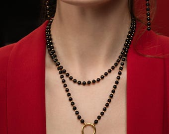 Long Baltic Gemstone Necklace Bracelet in 925 Sterling Silver or 24K Gold Vermeil