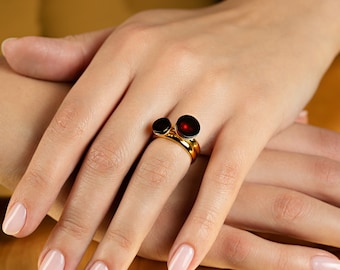 Deep Red Cherry Amber Rings Duo – KLARA