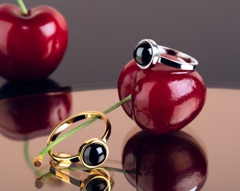 Cherry Baltic Amber Ring: Sterling Silver Minimalist Ring