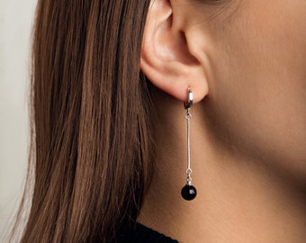 Red Baltic Amber Drop Earrings – Sterling Silver Snake Chain Dangle Earrings