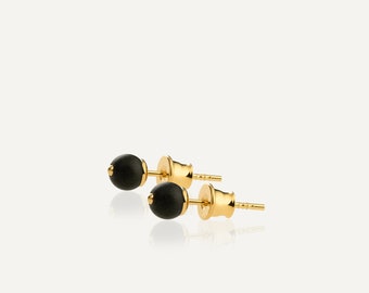 Amber stud earrings, Everyday earrings, Baltic amber studs, Gold amber earrings, Black gold studs, Gold vermeil stud, Baltic amber studs