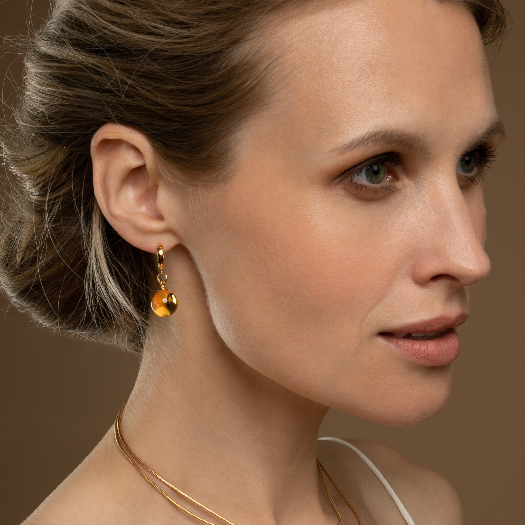 Handmade amber earrings LUNAR