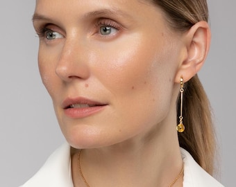 Gold Vermeil Yellow Baltic Amber Drop Earrings: Lightweight Dangle Jewelry