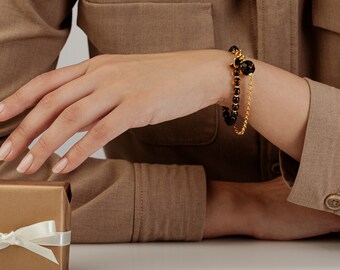 Faceted Amber Bracelet Set – Baltic Amber Jewelry – 925 Silver & 24k Gold Vermeil – Elegant Clear Amber Beads – MONDRI BLISS