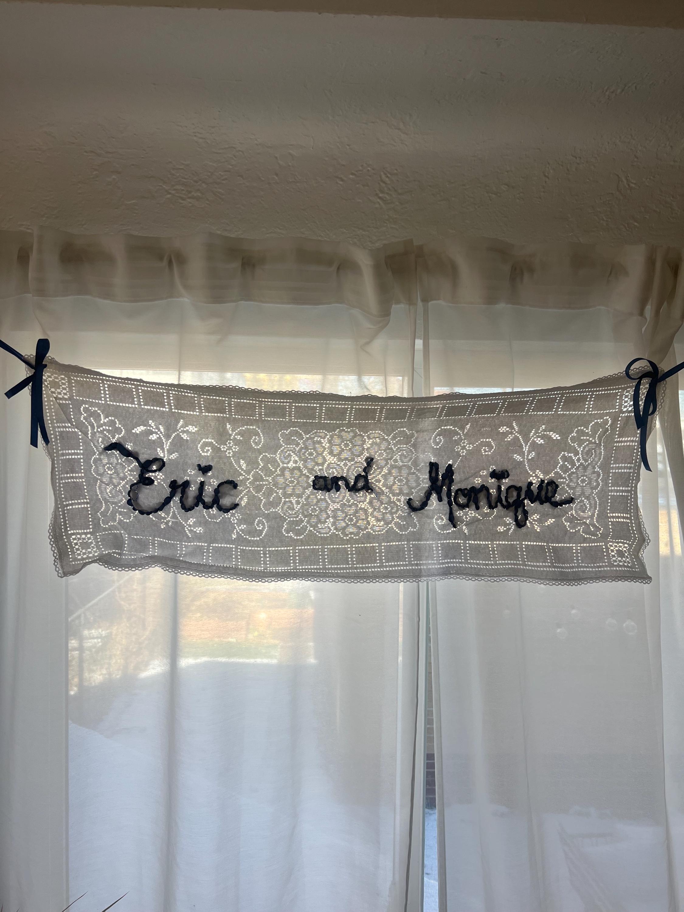 Custom Embroidered Wedding Bar Sign, Unique Thrifted Fabric - Etsy