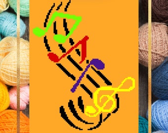 Music Notes, C2C Crochet Blanket Pattern, PDF Pattern
