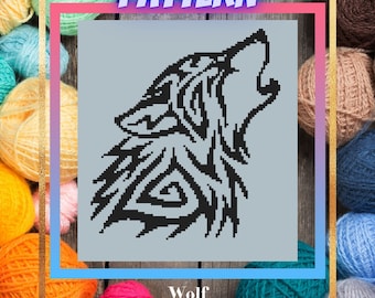 C2C Crochet Blanket Pattern, Wolf, PDF Digital Download