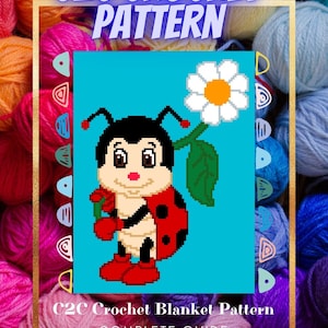 Modèle de couverture au crochet C2C, coccinelle, téléchargement numérique PDF