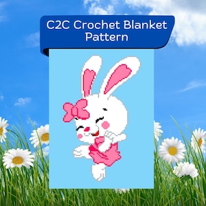 C2C Crochet Blanket Pattern, White Bunny, PDF Digital Download